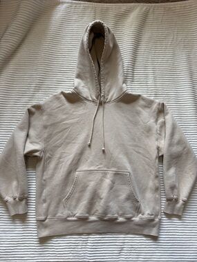 TNA Sweatfleece Cozy Fleece Boyfriend Fit Cream Hooded Sweatshirt Large